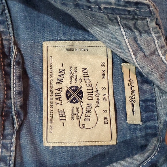 Zara Man denim short sleeved button up shirt - Picture 2 of 2